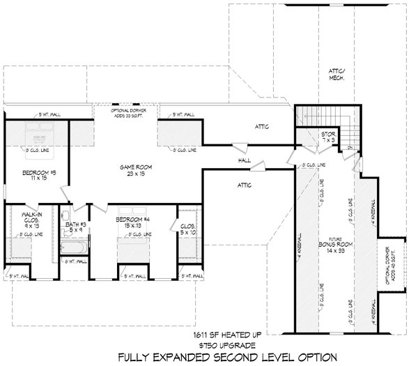 House Blueprint - Farmhouse Floor Plan - Upper Floor Plan #932-1246