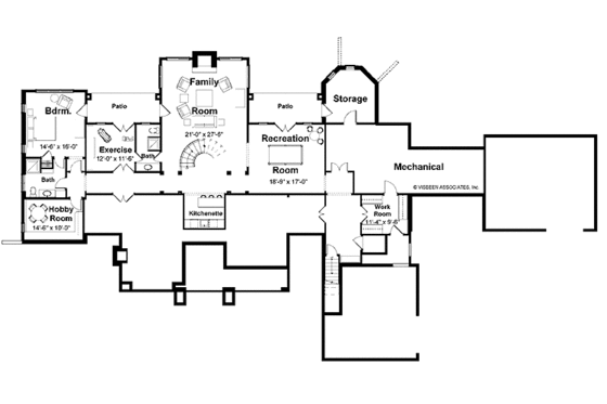 Floor Plan - Lower Floor for European House Plan #928-65 - 4 bed, 5.5 bath