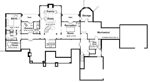 House Blueprint - European Floor Plan - Lower Floor Plan #928-65