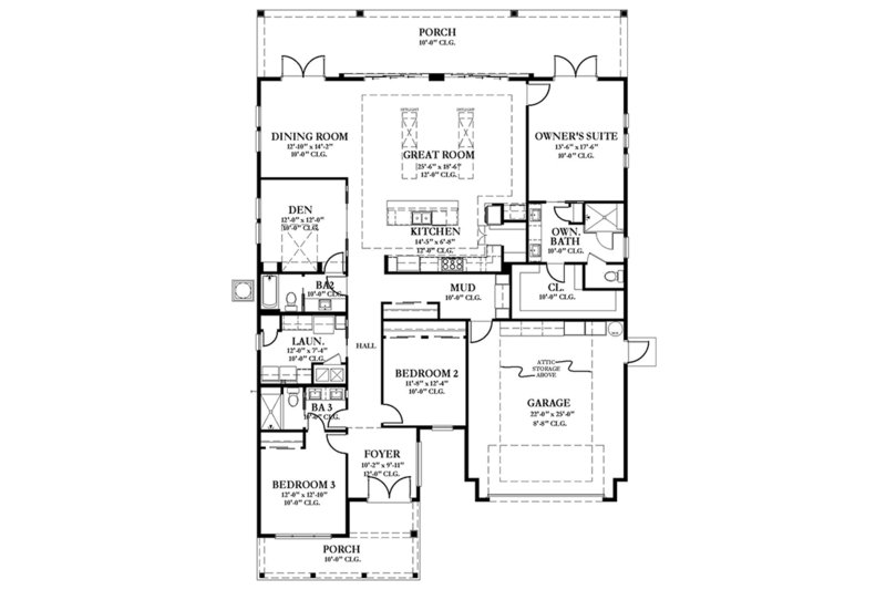 Home Plan - Floor Plan - Main Floor for Colonial House Plan #1058-148 - 3 bed, 3 bath