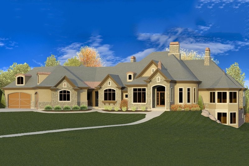 House Blueprint - European Exterior - Front Elevation Plan #920-63