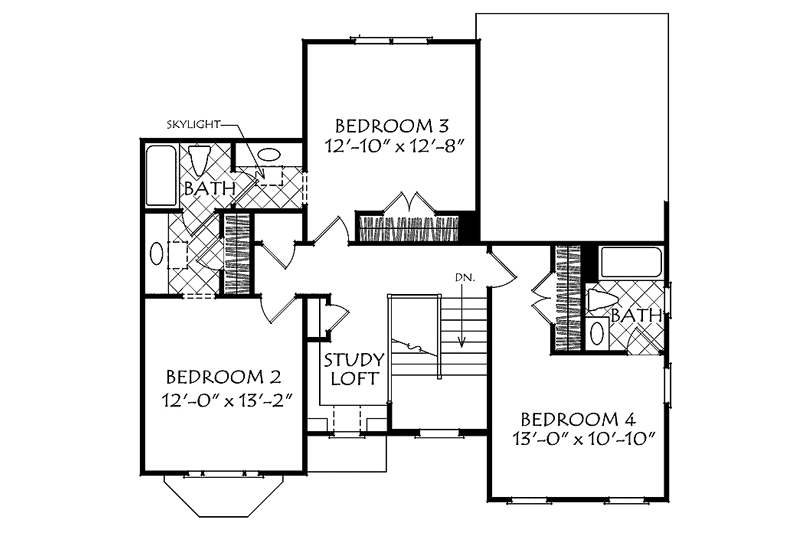 Architectural House Design - Floor Plan - Upper Floor for Traditional House Plan #927-500 - 4 bed, 3.5 bath