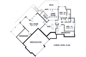 Floor Plan - Lower Floor for Mediterranean House Plan #67-694 - 4 bed, 3 bath