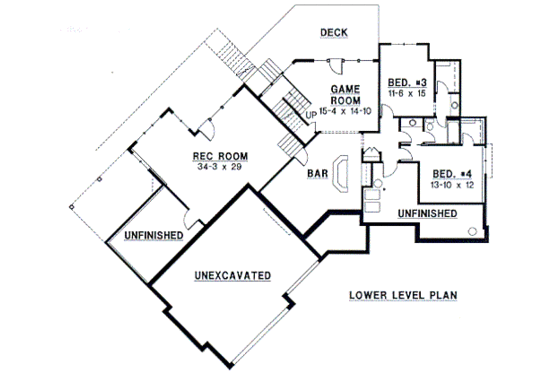 Floor Plan - Lower Floor for Mediterranean House Plan #67-694 - 4 bed, 3 bath
