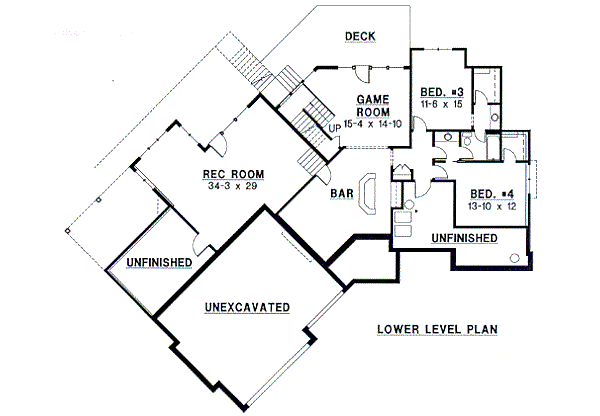 Mediterranean Floor Plan - Lower Floor Plan #67-694
