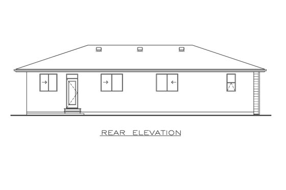 Exterior - Rear Elevation for Prairie House Plan #1100-64 - 4 bed, 3 bath