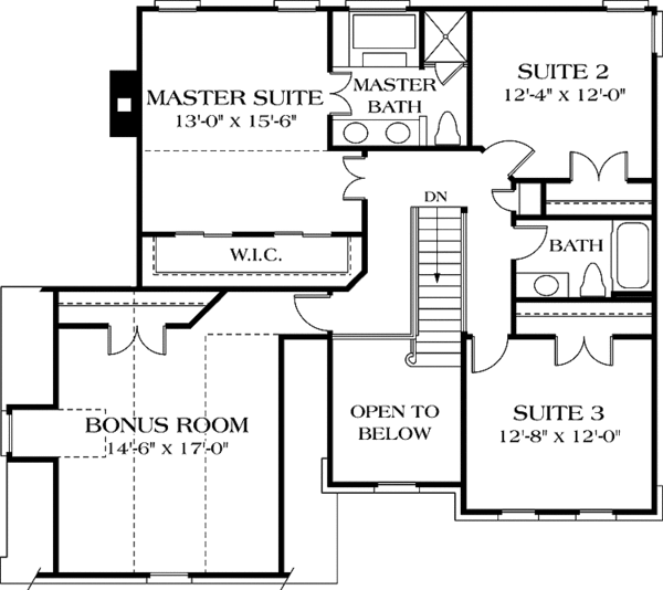 House Blueprint - Traditional Floor Plan - Upper Floor Plan #453-499