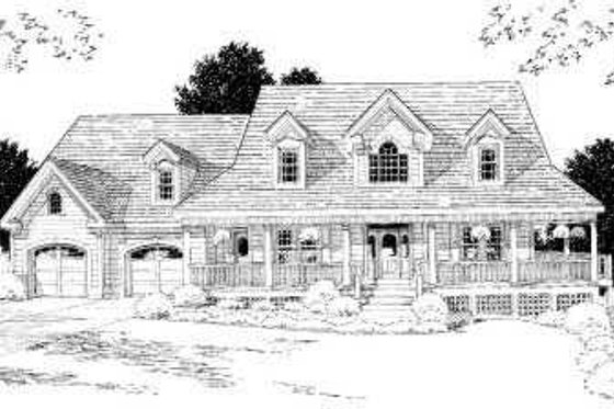 Exterior - Front Elevation for Country House Plan #75-177 - 3 bed, 2.5 bath