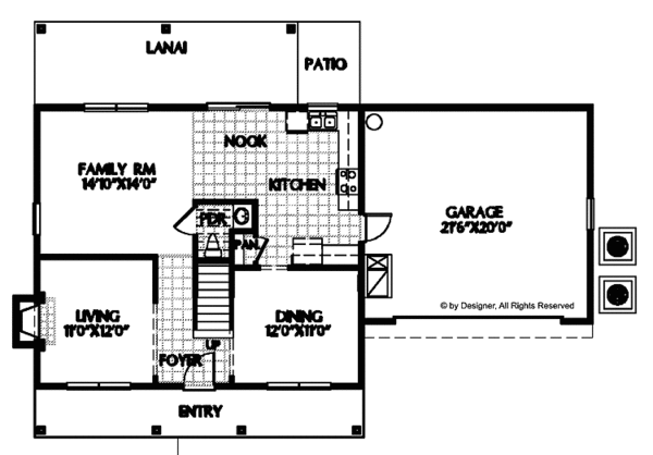 Architectural House Design - Colonial Floor Plan - Main Floor Plan #999-113