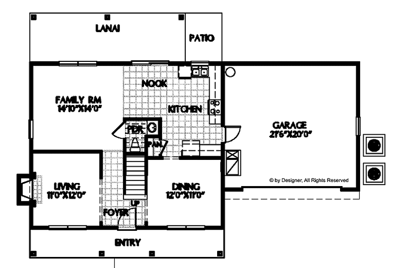 Home Plan - Floor Plan - Main Floor for Colonial House Plan #999-113 - 4 bed, 2.5 bath