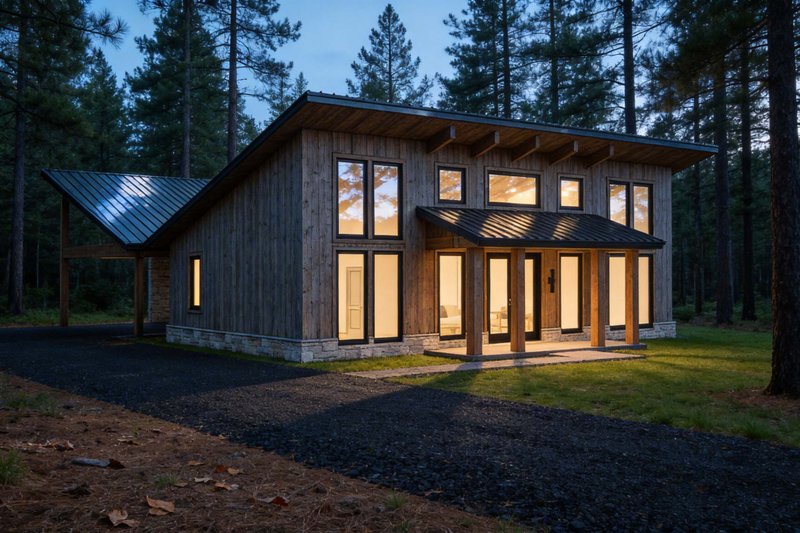 House Blueprint - Exterior - Front Elevation 5 for Modern House Plan #923-471 - 3 bed, 2 bath