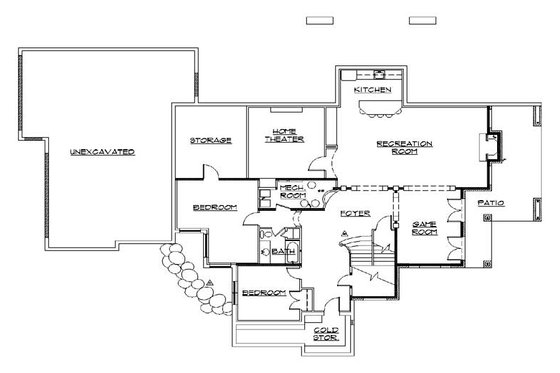 Floor Plan - Lower Floor for Traditional House Plan #5-437 - 6 bed, 4.5 bath