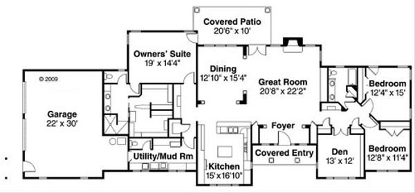 Home Plan - Craftsman Floor Plan - Main Floor Plan #124-754