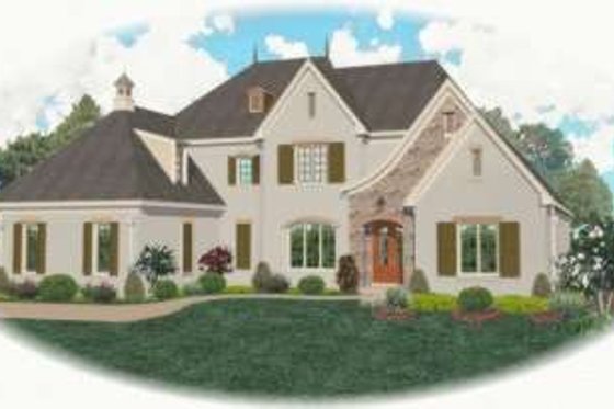 Exterior - Front Elevation for European House Plan #81-1333 - 4 bed, 4 bath