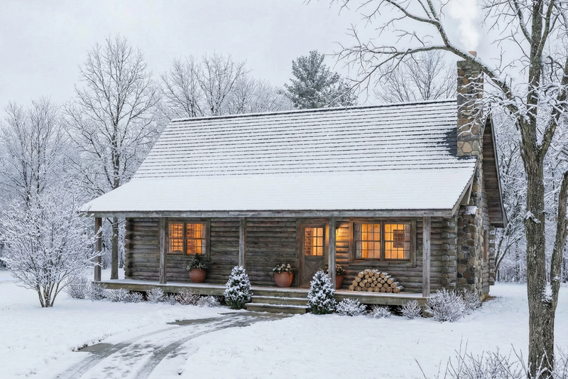 House Plan Design - Exterior - Front Elevation 3 for Log House Plan #17-458 - 3 bed, 2 bath