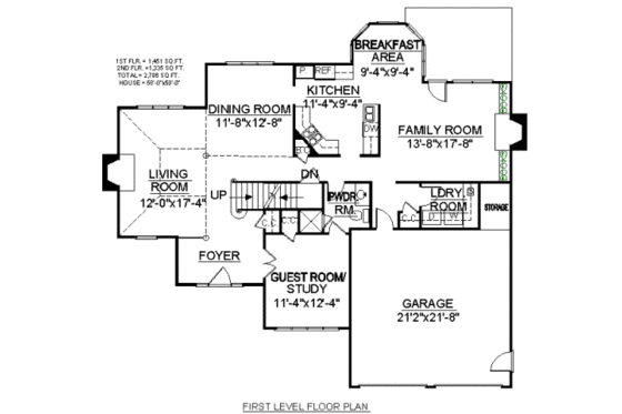 Floor Plan - Main Floor for European House Plan #119-291 - 5 bed, 3 bath