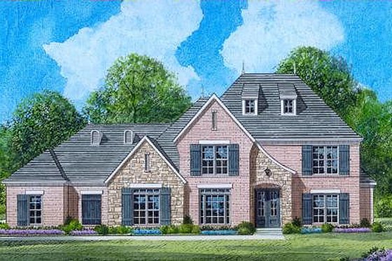 Exterior - Front Elevation for European House Plan #424-82 - 5 bed, 4 bath