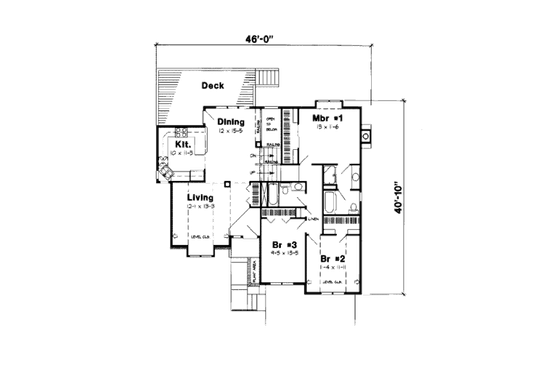 Floor Plan - Main Floor for Traditional House Plan #312-723 - 3 bed, 2.5 bath