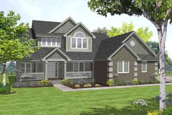 Exterior - Front Elevation for Traditional House Plan #50-256 - 3 bed, 2.5 bath