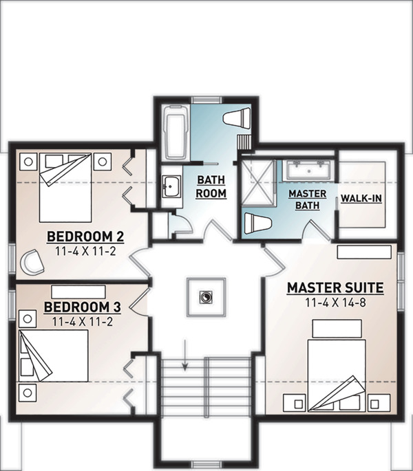 House Blueprint - Modern Floor Plan - Upper Floor Plan #23-2682