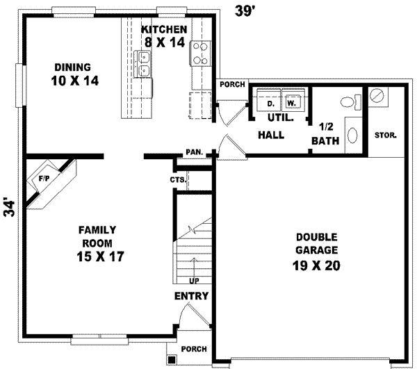 Floor Plan - Main Floor for European House Plan #81-655 - 3 bed, 2.5 bath
