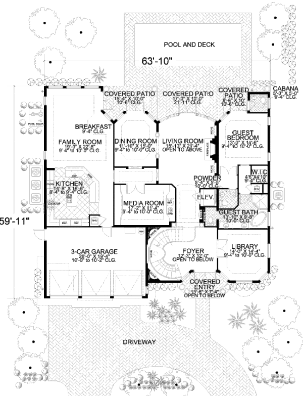 Mediterranean Floor Plan - Main Floor Plan #420-167