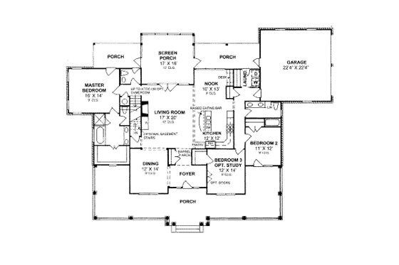 Floor Plan - Main Floor for Country House Plan #20-2039 - 3 bed, 2.5 bath