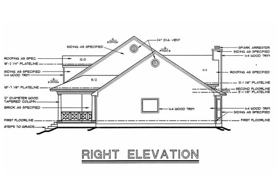 Exterior - Other Elevation 1 for Southern House Plan #20-254 - 4 bed, 3.5 bath