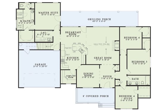 Floor Plan - Main Floor for Country House Plan #17-3246 - 4 bed, 2 bath