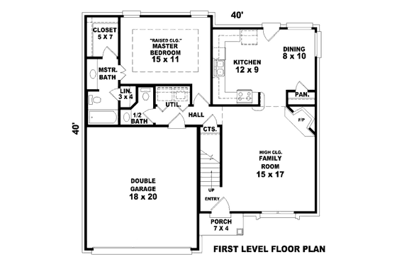 Floor Plan - Main Floor for Traditional House Plan #81-13851 - 3 bed, 2.5 bath