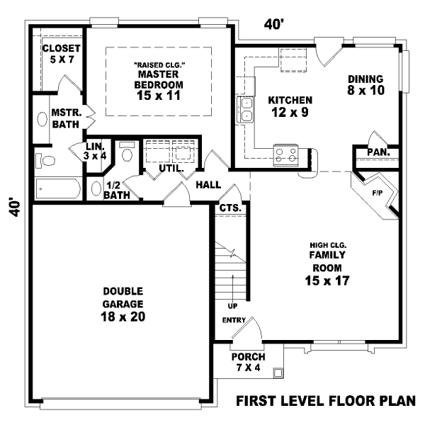 Floor Plan - Main Floor for Traditional House Plan #81-13851 - 3 bed, 2.5 bath