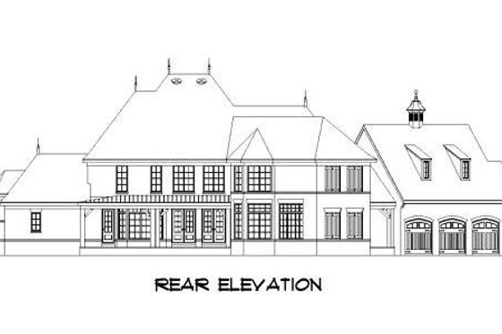 Exterior - Rear Elevation for European House Plan #424-8 - 5 bed, 4.5 bath