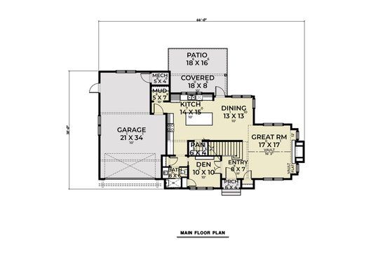 Floor Plan - Main Floor for European House Plan #1070-142 - 3 bed, 3 bath