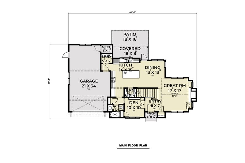 House Plan Design - Floor Plan - Main Floor for European House Plan #1070-142 - 3 bed, 3 bath