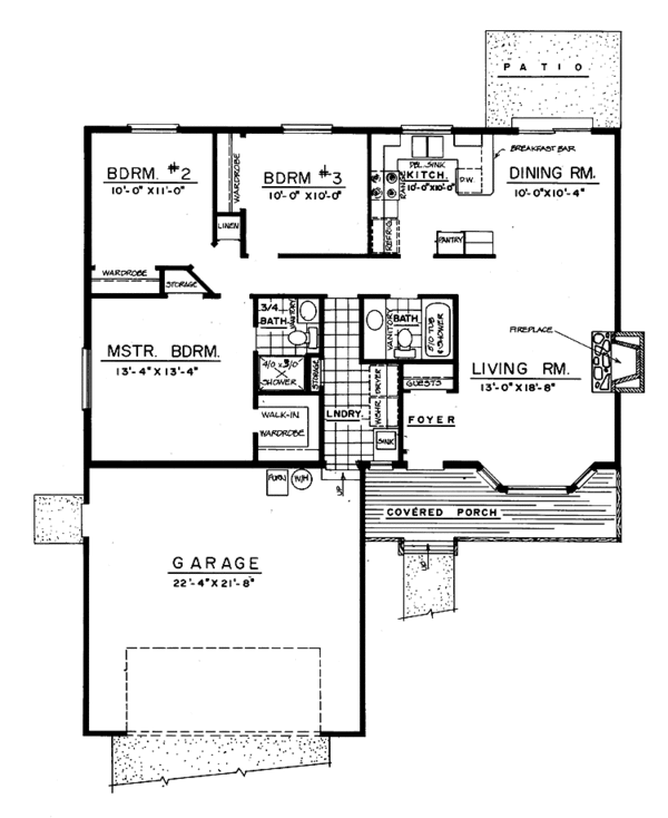 House Design - Country Floor Plan - Main Floor Plan #303-462