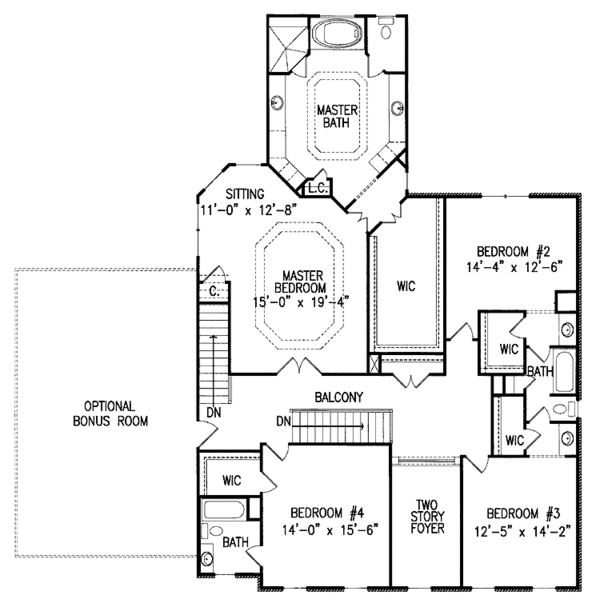 Architectural House Design - Classical Floor Plan - Upper Floor Plan #54-228