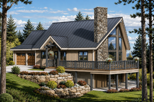 Dream House Plan - Exterior - Front Elevation for Cabin House Plan #126-191 - 3 bed, 2 bath