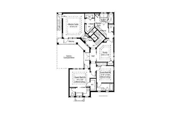 Floor Plan - Upper Floor for Mediterranean House Plan #938-28 - 4 bed, 4.5 bath