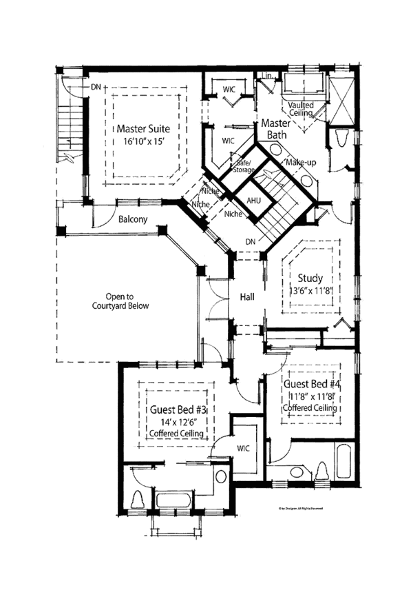 House Plan Design - Mediterranean Floor Plan - Upper Floor Plan #938-28