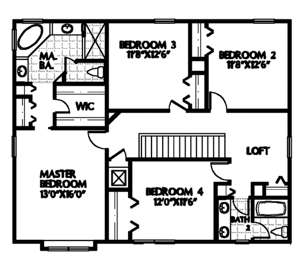 House Plan Design - Mediterranean Floor Plan - Upper Floor Plan #999-73