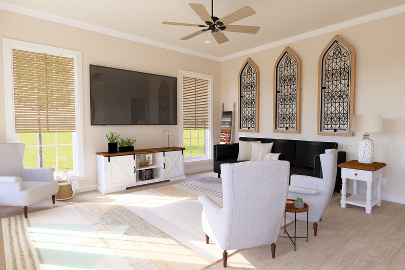 Dream House Plan - Interior - Family Room for Farmhouse House Plan #44-262 - 2 bed, 2 bath