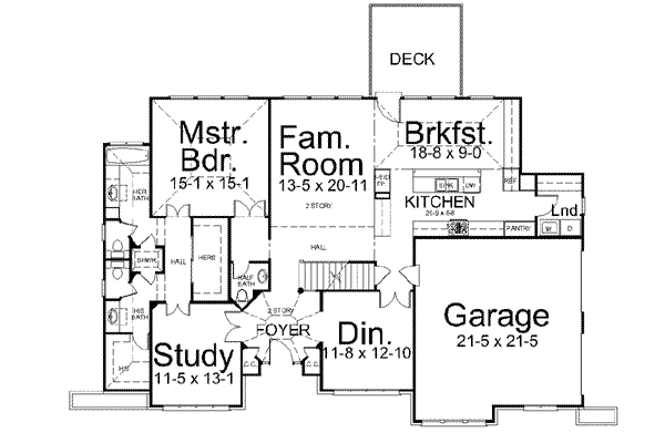 Home Plan - Southern Floor Plan - Main Floor Plan #119-222