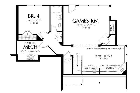 Floor Plan - Lower Floor for Craftsman House Plan #48-858 - 4 bed, 3.5 bath