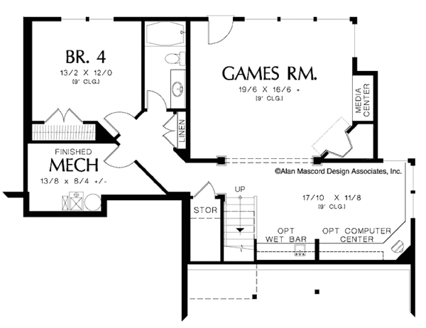 Craftsman Floor Plan - Lower Floor Plan #48-858