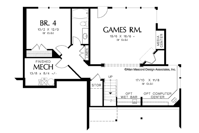 Architectural House Design - Floor Plan - Lower Floor for Craftsman House Plan #48-858 - 4 bed, 3.5 bath
