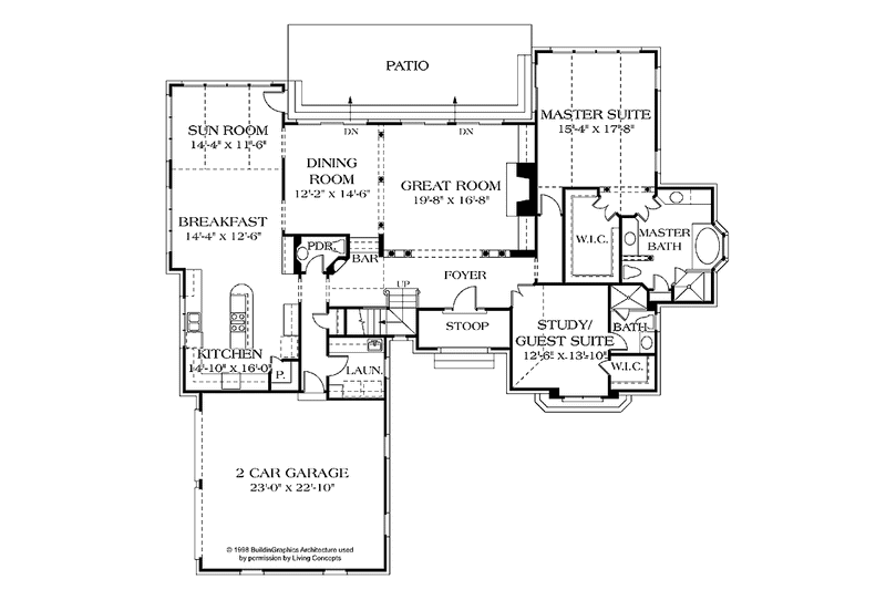 Architectural House Design - Floor Plan - Main Floor for Traditional House Plan #453-298 - 4 bed, 3.5 bath