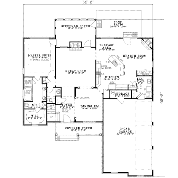 House Blueprint - Southern Floor Plan - Main Floor Plan #17-2152