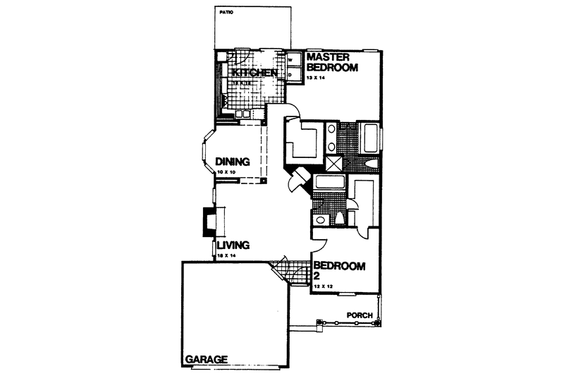 Dream House Plan - Floor Plan - Main Floor for Ranch House Plan #30-214 - 2 bed, 2 bath