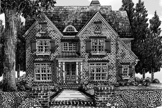 Exterior - Front Elevation 3 for Tudor House Plan #927-413 - 4 bed, 4 bath