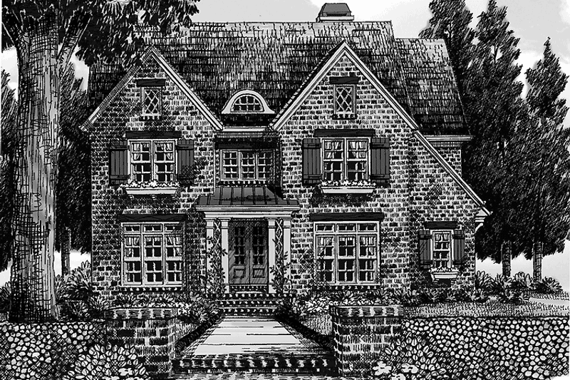 Home Plan - Exterior - Front Elevation 3 for Tudor House Plan #927-413 - 4 bed, 4 bath